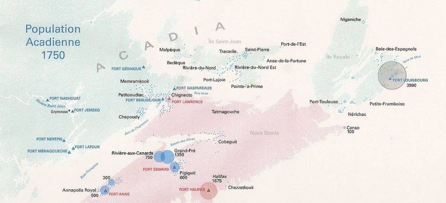 Population de l'acadie 1750